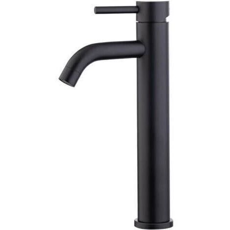 Grifo mezclador de lavabo de caño alto, grifo mezclador con conexión de agua fría/caliente, negro.