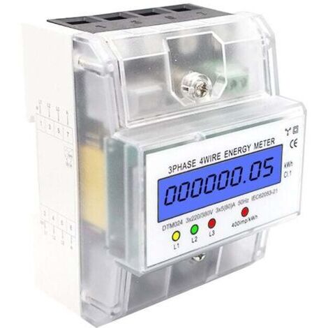Medidor de electricidad digital - Medidor de electricidad trifásico de 4 hilos, 3x220/380V 5(80) A medidor de electricidad calibrado, medidor de energía para riel DIN, medidor de electricidad calibrad (1/5)