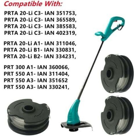 Bobinas de repuesto para la desbrozadora inalámbrica Parkside PRTA 20-Li C3 (IAN351753), paquete de 3 hilos para desbrozadora Parkside PRTA 20-Li C3.