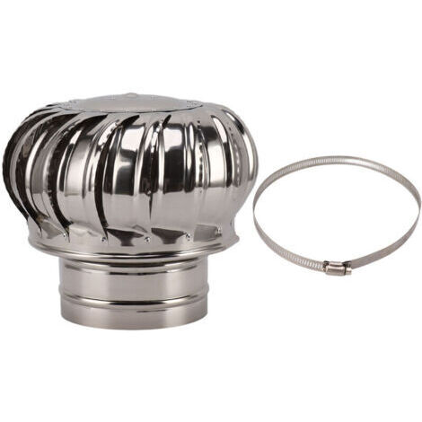 Sombrerete giratorio de acero inoxidable para ventilador de chimenea, a prueba de corrientes de aire, con abrazadera gruesa, tipo 150.