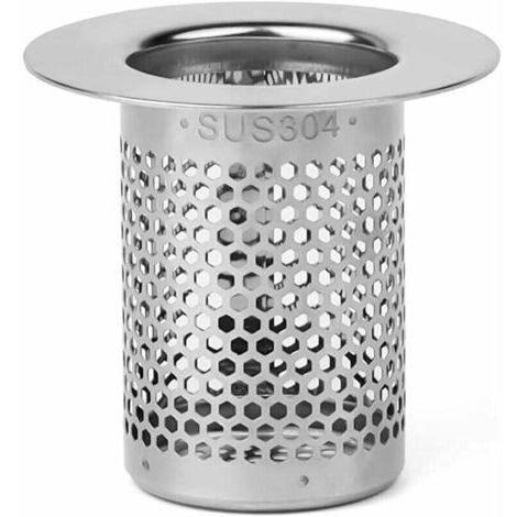 Colador de baño, filtro de pelo de acero inoxidable de 5 cm, tapón de desagüe para fregadero de cocina, colador de desagüe, para baño y balcón. (1/5)
