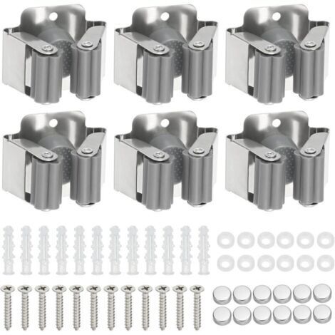 Soporte de pared de 6 piezas para escobas, herramientas y fregonas, ideal para baño, cocina, oficina, armario, jardín y garaje.