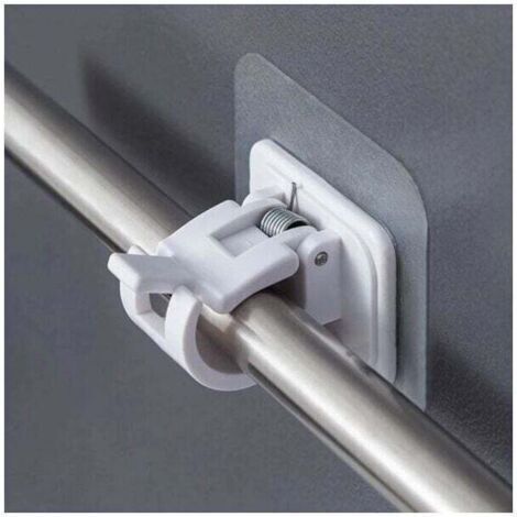 Juego de 2 soportes blancos autoadhesivos para barra de cortina - Soporte para cortinas (1/5)