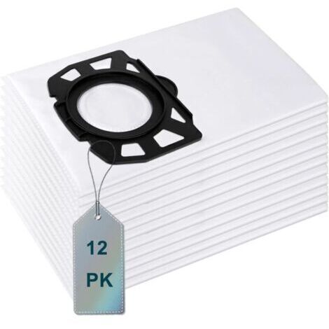 KFI 487 Paquete de 12 bolsas para aspiradora compatibles con Kärcher WD4 WD5 WD6 P WD5P WD6P Premium 2.863-006.0 MV4 MV5 MV6 (1/4)