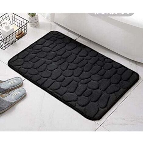 Alfombrilla de baño antideslizante de espuma viscoelástica, absorbente y lavable a máquina, alfombrilla de ducha para baño, 50 x 80 cm, negra. (1/4)