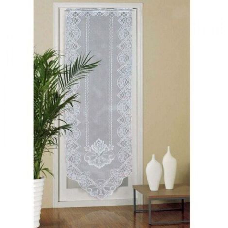 Cortina de encaje para puerta de 60 cm x 180 cm, cortinas semitransparentes para ventana, cortina bordada para decoración del hogar, sala de estar, dormitorio, color blanco. (1/3)