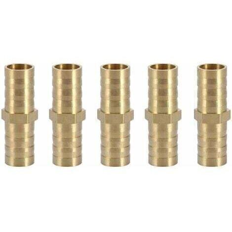 Conector recto con púas, adaptador de tubería recta de latón bidireccional, accesorio para tubería, accesorio de unión de tubo, 10 mm (5 piezas de 10 mm) (1/4)