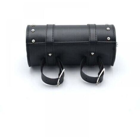 Alforjas para motocicleta, bolsa de herramientas de cuero para motocicleta, alforjas universales para motocicleta, kit de herramientas de cuero negro para motocicleta, con 2 correas de montaje, compat