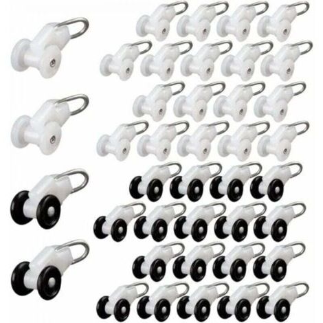 Juego de 40 rodillos deslizantes para cortinas, ganchos para rieles de pérgola, rodillos para rieles de cortinas, polea metálica, ganchos deslizantes para cortinas, rodillos para barras de cortinas, d (1/4)