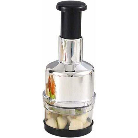 Picadora de ajo y cebolla, picadora manual de verduras de acero inoxidable, prensa de ajo manual para jengibre, chile, ensalada, utensilio de cocina (1/4)
