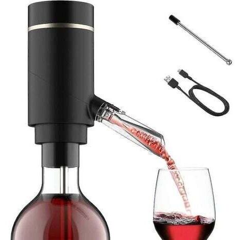Aireador y vertedor de vino eléctrico - Dispensador de vino automático con filtro inteligente, oxidador de vino con un solo toque, aireación con encendido/apagado, tubo de extensión y cable micro USB.