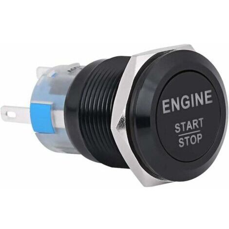 Interrupteur de Démarrage du Moteur de Voiture Universelles 12V Blanc LED Interrupteur à Bouton-poussoir de Démarrage du Moteur de Voiture(Noir) (1/5)