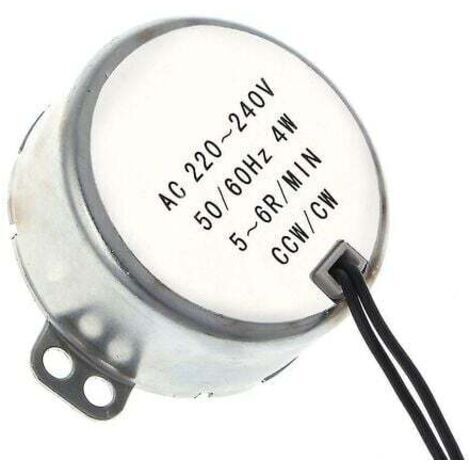 Motorreductor síncrono de CA 220-240 V, 4 ruedas, giro en sentido horario/antihorario, gran par motor, 5-6 rpm. (1/3)