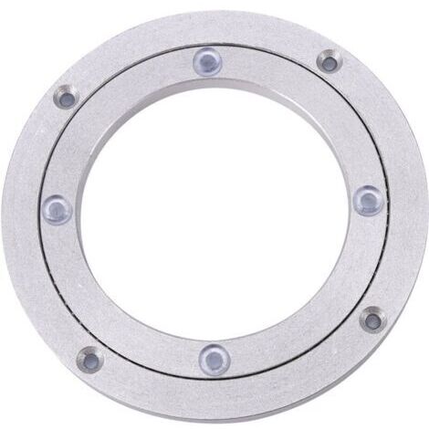 Plato giratorio de sobremesa universal redondo de aleación de aluminio plateado, con rodillo giratorio, para decoración de pasteles (diámetro interior de 8 pulgadas: 14,5 cm de diámetro). (1/4)