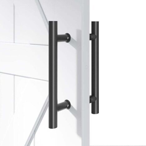 Manilla para puerta corredera, de doble cara en forma de H, resistente, para puertas batientes, color negro. Longitud: 600 mm, distancia entre orificios: 400 mm. (1/5)