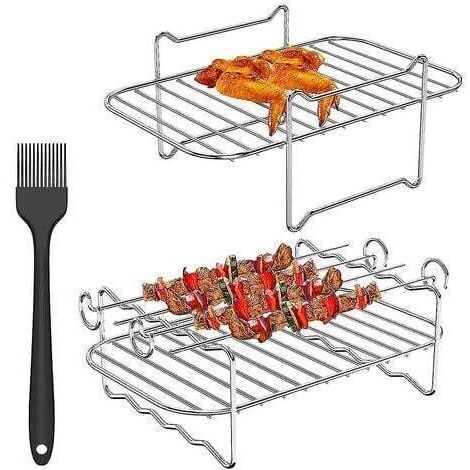 rejillas para freidora de aire Ninja Dual Air Fryer, con brochetas para barbacoa. (1/4)