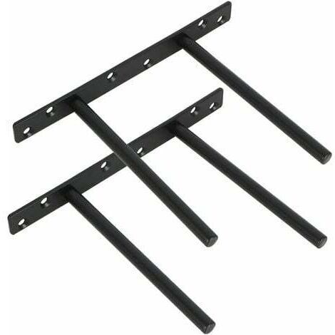 Lote de 2 soportes invisibles para étagère flotante – Acier inoxydable noir – Instalación murale – Dimensiones 200x150 mm – 12 chevilles et vis incluses (1/4)