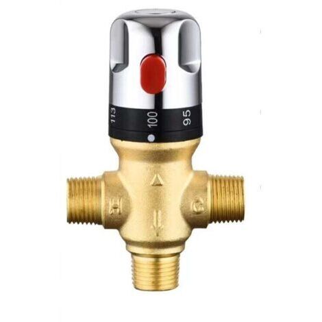 Grifo mezclador termostático ajustable para baño, grifo mezclador de agua de latón, válvula de control de temperatura para mezcla de agua fría y caliente. (1/5)