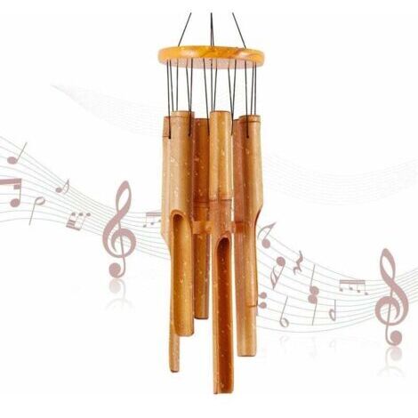 Campana de viento de bambú - Regalo conmemorativo - Campana de viento de madera - Campana grande para interiores y exteriores - 81 cm - Para jardín, patio, terraza y decoración de interiores (1/5)