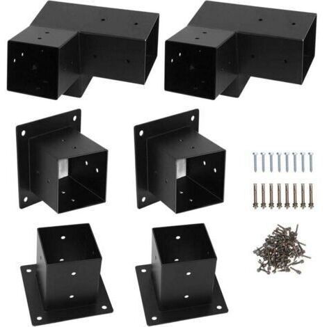 Soportes de acero aleado para pérgola – Kit de 6 piezas con tornillos – Para postes de madera de 10x10 cm – Instalación rápida y duradera