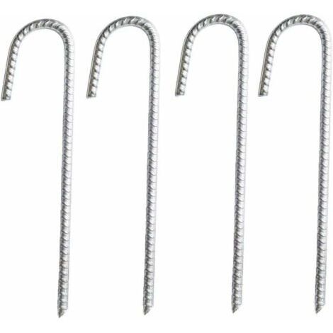 Juego de 4 anclajes de suelo robustos de acero galvanizado en forma de J, ideales para carpas, pabellones, castillos hinchables, tiendas de campaña, trampolines, equipos de camping y porterías de fútb (1/5)