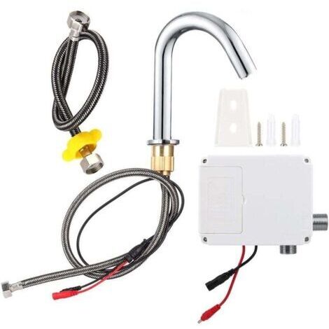 Grifo automático, grifo de lavado con sensor infrarrojo roscado G1/2", grifo de fregadero de cocina de acero inoxidable sin contacto, funciona con pilas, para lavabo de cocina.