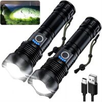 Linternas recargables de 3200 lúmenes (paquete de 2), linterna LED ultrabrillante, 12 horas de autonomía con 5 modos, linterna de alta potencia para el hogar y el exterior.