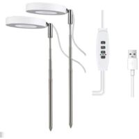 Lámpara de cultivo para plantas, LED de espectro completo y altura ajustable para plantas pequeñas, 9 niveles de brillo, rotación de 180° y temporizador (2 cabezales)