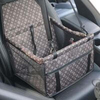 Asiento de coche para perros, portabebés plegable e impermeable con cinturón de seguridad y bolsa de almacenamiento, asiento elevador para perros o gatos (marrón clásico)