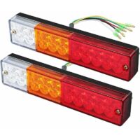 Luces y reflectores para remolque, 2 luces traseras LED, luces de marcha atrás, luces de freno, intermitentes, luces traseras, 40 LED - Luces y reflectores para remolque RW
