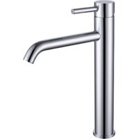Juego de 1 grifo de lavabo individual de acero inoxidable galvanizado 304 con arranque en frío y caño, color gris.