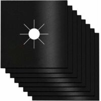 protectores reutilizables para quemadores de estufa de gas, almohadillas protectoras antiadherentes, fáciles de limpiar, para familias, escuelas, restaurantes, etc. — Negro