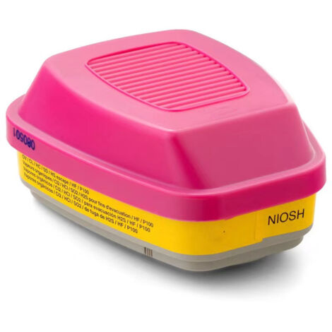 Élément/filtre respiratoire 3M P100 60923, 1 paire, protège contre les vapeurs organiques, les gaz acides et les particules, magenta, jaune