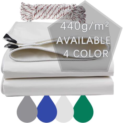 Tentes d'extérieur imperméables, bâche en PVC 440 g/m², couleur blanche (3 x 6 m)