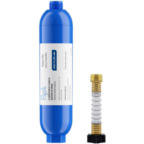Filtre à eau avec protecteur de tuyau flexible, spécialement conçu pour les applications de camping-car et marines, réduit le plomb, le fluorure, le chlore, le mauvais goût et les odeurs