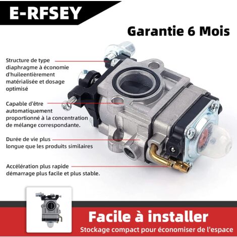 Carburateur Débroussailleuse Kit 52cc 49cc 43cc avec Joint Tuyau Bougie et Filtre à Essence