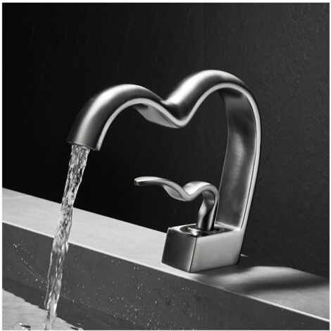 Robinet Salle De Bain Design Moderne De Cascade Robinet Lavabo Noir LED Durable Eau Chaude Et Froide Reglable 98927928
