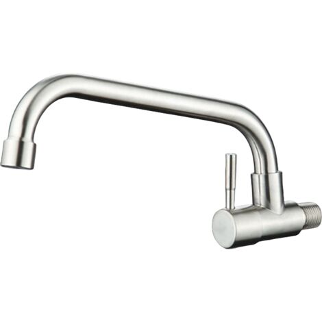 Robinet Mural Eau Froide pour Cuisine, Mitigeur Evier Mural Brossé Anti-empreinte,Mousseur Démontable