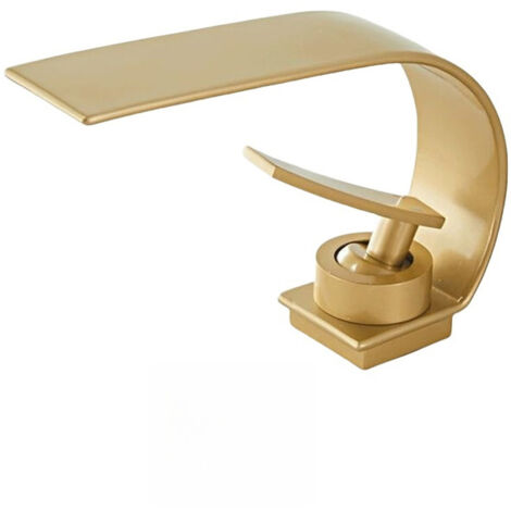 Robinet Salle De Bain, Cascade Robinet Lavabo Corps De Cuivre Design Eau Chaude Et Froide Disponible Doré