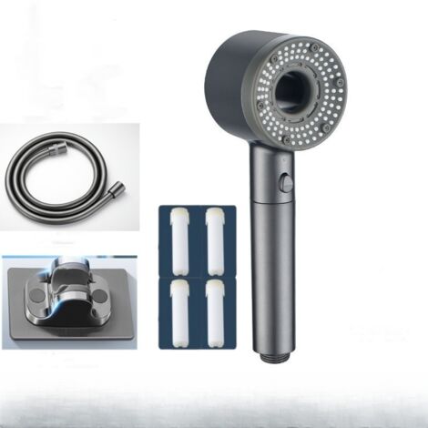 Pommeau de douche avec filtre, haute pression à économie d'eau, pommeau de douche massant avec 5 types de jet,Gris