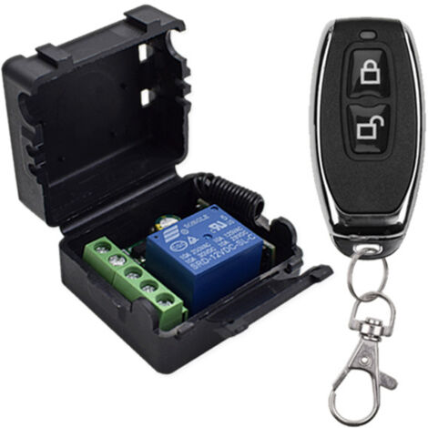 433Mhz Télécommande sans Fil Universelle Interrupteur DC 12V 1CH Module Récepteur Relais RF Transmetteur Momentané Loquet à Bascule pour LED,Pompe,Voiture(émetteurs2 Boutons+1Récepteur 1CH)