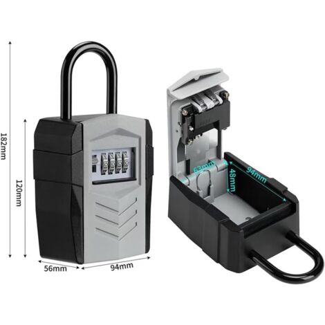 Coffre-fort Portable Acier 0,3 Pieds Cube - Gris - Serrure à Clé - Petit Modèle
