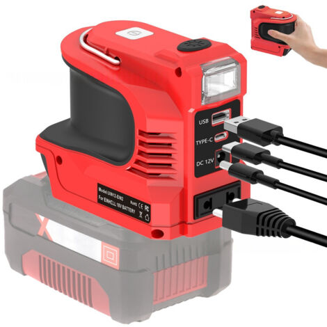 Convient pour l'onduleur de batterie Einhell 18 V, 220V220-230W, générateur de puissance portable, adaptateur de chargeur avec ports USB, prise de type C et AC (1/5)