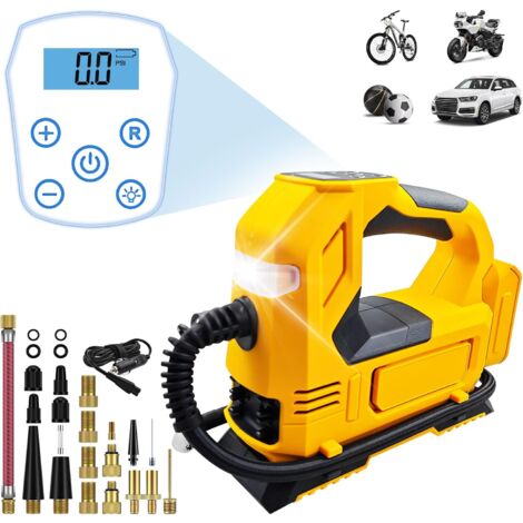 Compresseur d'air sans fil pour batterie Li-ion Dewalt 20 V, batterie portable, pompe à pneu automatique 150 PSI