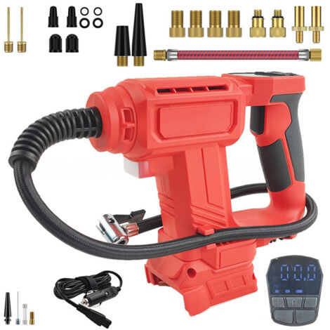 Compresseur d'air sans fil pour batterie Milwaukee M18 18 V, pompe à air électrique avec fonction d'arrêt automatique et lumière LED, compresseur de batterie de voiture pour vélo/voiture/ballon (1/5)
