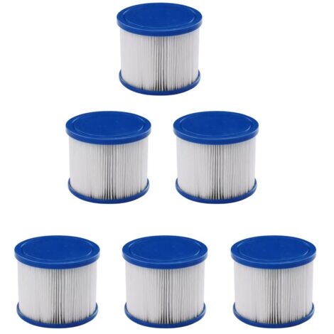 Lot de 6 cartouches filtrantes pour spa gonflable – Filtration efficace en papier non tissé – Dimensions 77 x 100 mm – Compatible avec spas AREBOS