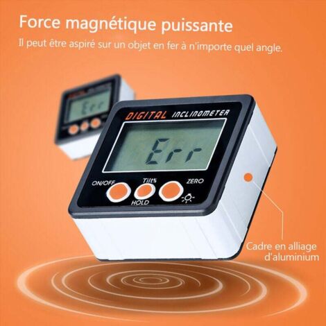 Inclinomètre Numérique LCD étanche - Aimants Intégrés - Mesure 0-360° Avec Précision ±0.1° - Pile AAA Incluse