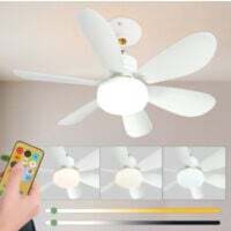 52cm Silencieux Ventilateur de Plafond avec Lumière et Telecommande, 40W Lampe Ventilateur Plafond avec Douille E27, Dimmable LED Ventilateur Plafond pour Chambre, Salon, 3 Vitesses, 6 Pales
