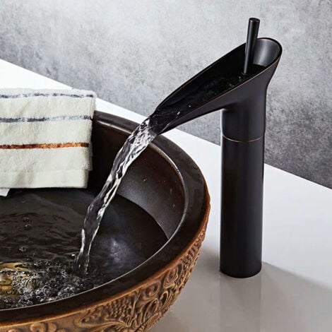 Robinet de Lavabo, Robinetterie Mitigeur Cascade pour Salle de Bains, Chaude et Froide Réglable de Mitigeur Lavabo, Laiton Chromé