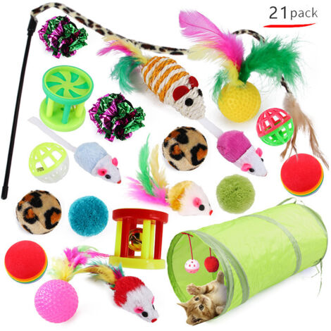 Jouet interactif pour chat – Set de 21 pièces en bois naturel et sisal – Stimule l'instinct de chasse – Réduit le stress et l'obésité – Versaillesfr